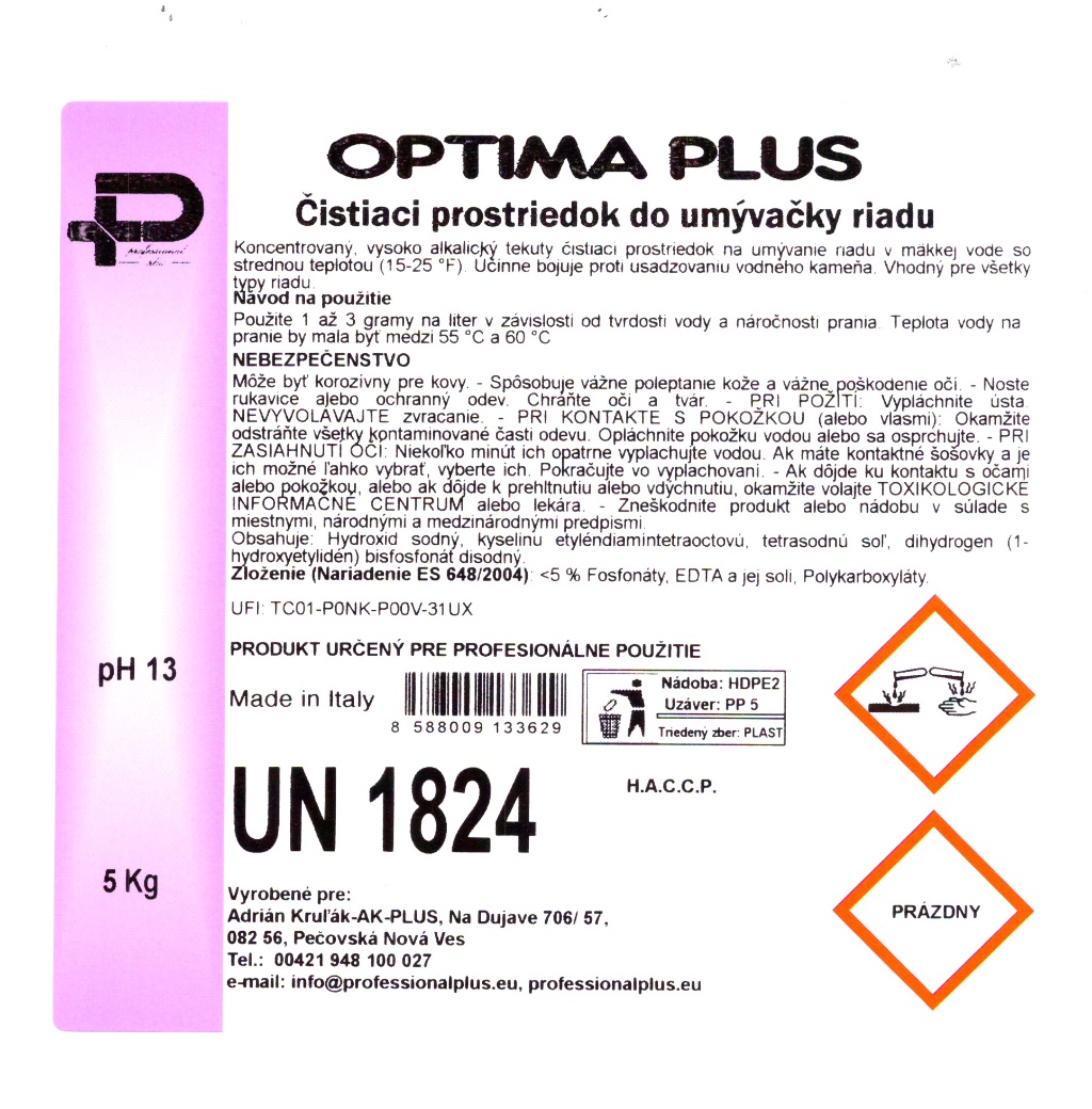 Optima Plus Čistiaci prostriedok do umývačky riadu 5 kg