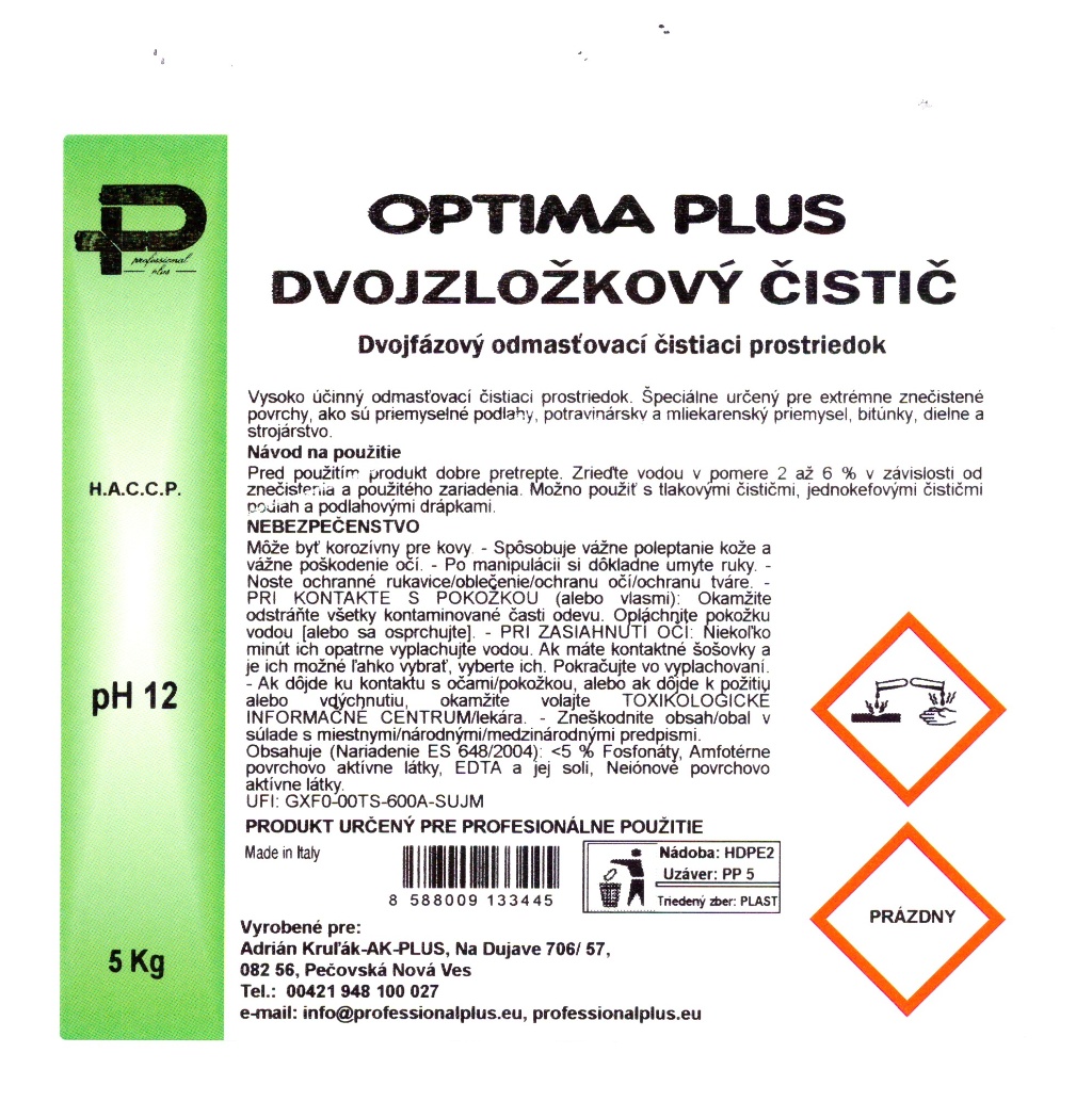 Optima plus Dvojzložkový čistič 25 kg