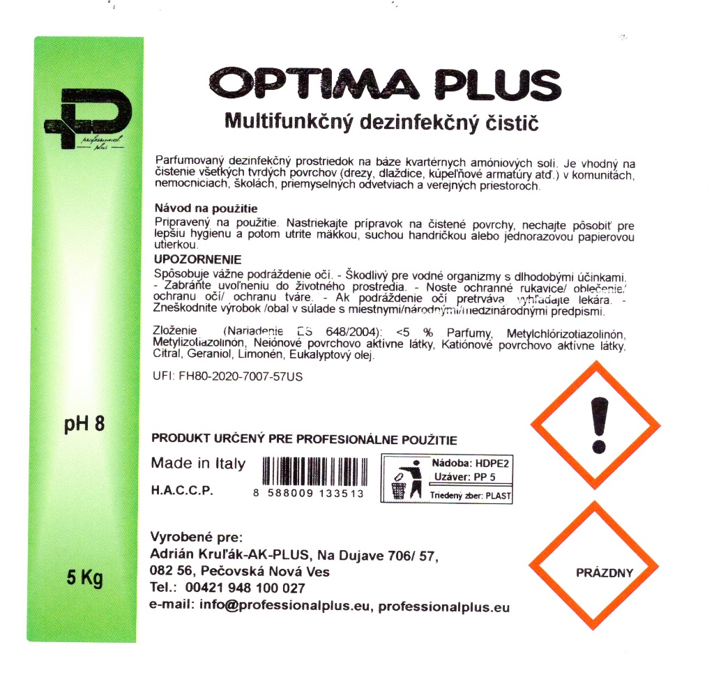 Optima Plus Multifunkčný dezinfekčný čistič 5kg 