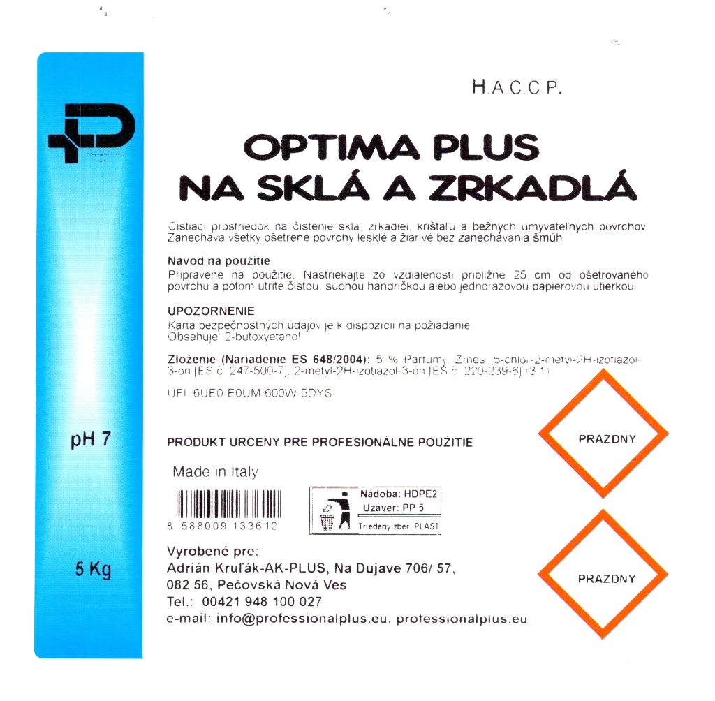 Optima Plus Na sklá a zrkadlá 5 kg