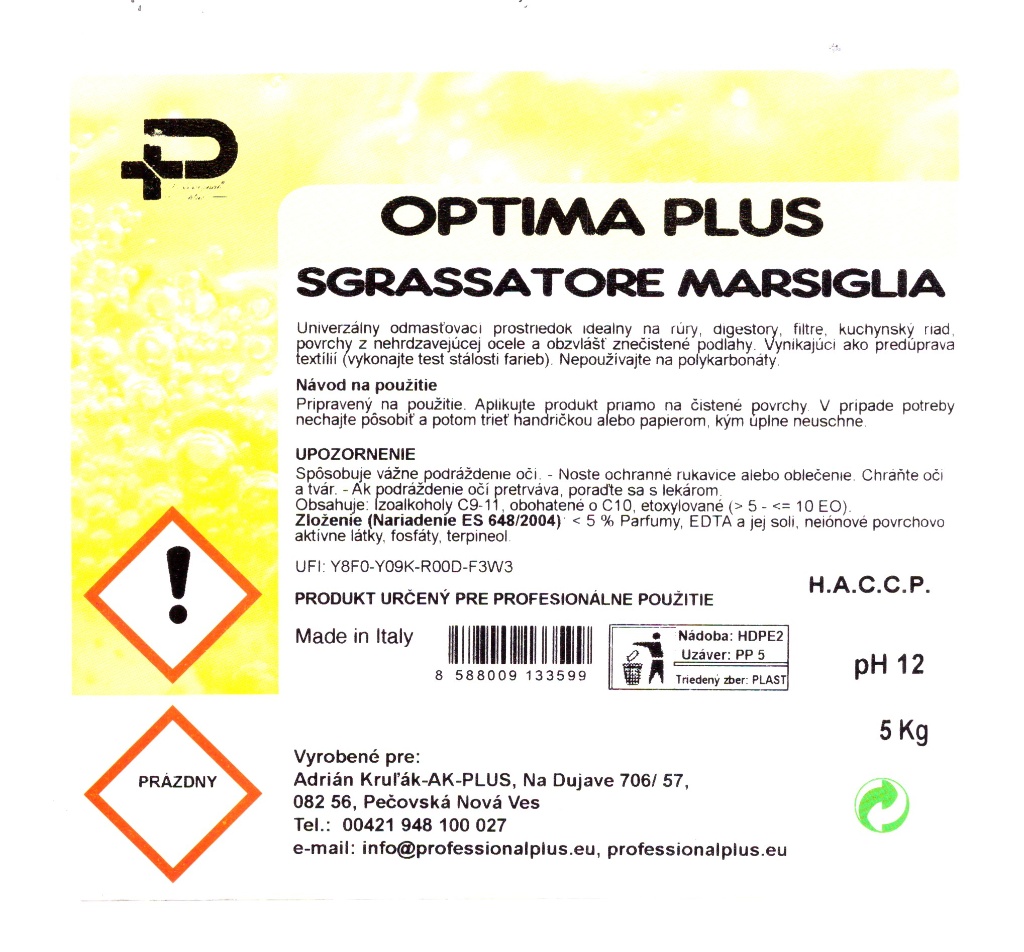 Optima Plus Sgrassatore Marsiglia univerzálny odmasťovač 5 kg